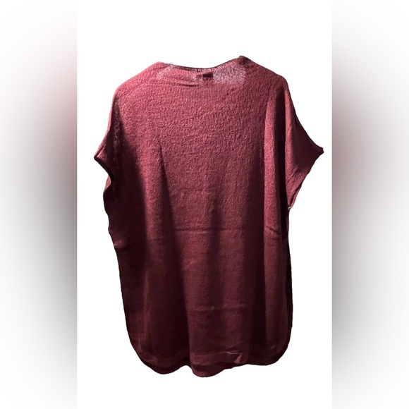 NWT 2 Chic Luxe Lace Burgundy Poncho Short Sleeves Knitted Shirt One size - Picture 8 of 10